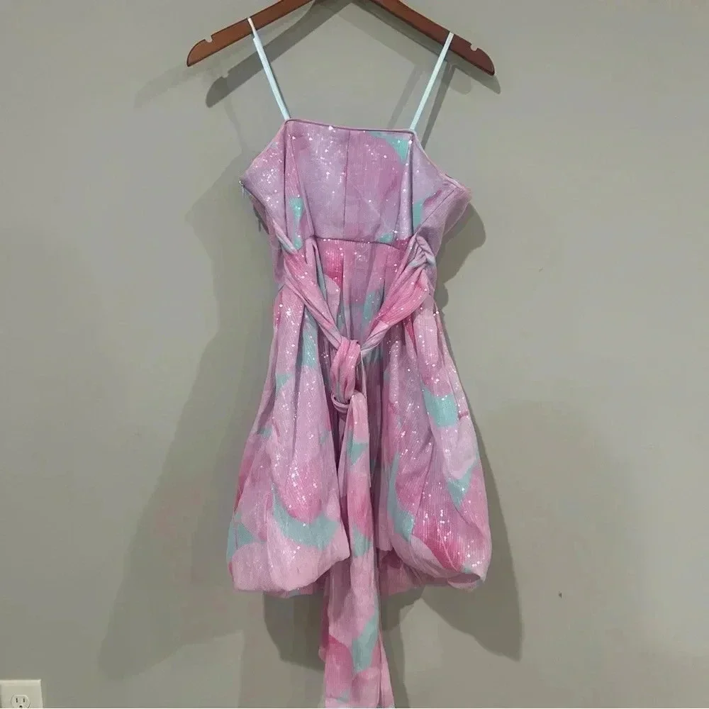 HUTCH Polly Sequin Dress Aqua Neon Size 4 NWOT - Picture 4 of 5